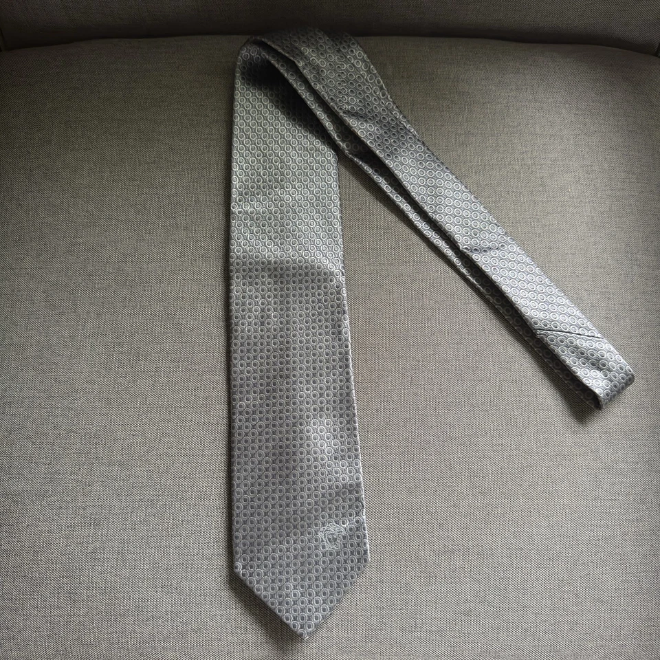 Corbata de seda auténtica para hombre GIANNI VERSACE - Italia - gris/plateada de lujo MEDUSA Foto 4 de 4
