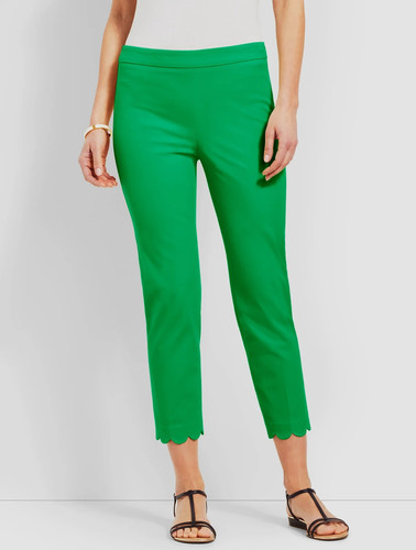 NEW $89 TALBOTS Chatham - Green Cotton Twill Scallop Hem Crop Pants Sz 16P
