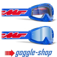100% FMF Powerbomb Motocross MX Goggles - ROCKET BLUE CLEAR / MIRROR LENS