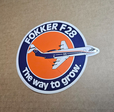 1980s FOKKER F28 FELLOWSHIP AIRCRAFT STICKER JET PLANE AIRPLANE COMPANY CO AIRLI