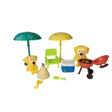 Bluey Beach BBQ Playset Figures Umbrellas Grill Chair Toy Lot