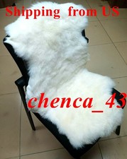 US  60x100cm Genuine Sheepskin Fluffy Fur Sheepskin Rugs Windward Natural Soft