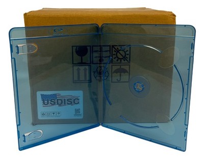 USDISC Blu-ray Cases Slimline 7mm, Single 1 Disc (Clear Blue) Lot