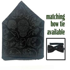 Skull Candy Pocket Square  Bow Tie Wedding Prom New Year Party Formal Christmas