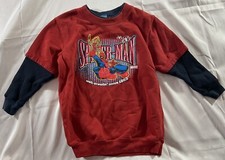 Spider-Man Sweatshirt Boys Size 5 Red With Blue Thermal Long Sleeves