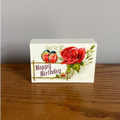 Mr Christmas Matchbox Melodies Happy Birthday Animated Scene Vintage Birds Rose - Picture 2 of 10