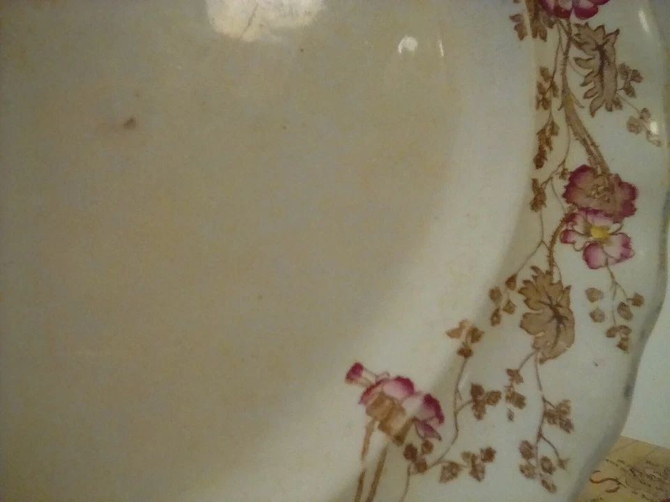 Antiguo plato grande de gres de transferencia de Thomas Furnival & Sons de finales de 1800 Foto 4 de 4