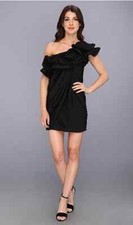 BCBG MAX AZRIA One Shoulder Ruffle Mini Dress Evening & Formal Black 4