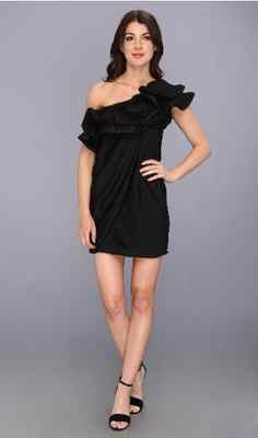 BCBG MAX AZRIA One Shoulder Ruffle Mini Dress Evening & Formal Black 4 |  eBay