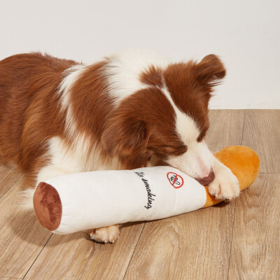 Super Chewer Dog Cigarette Toys Pet Stuffed Plush Toys Anxiety Relief Calming   