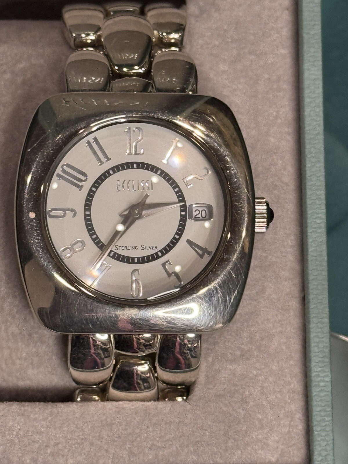 Ecclissi Sterling Silver Women’s Watch Date Quartz Bracelet Boxed Vintage