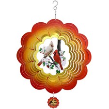 Tuitessine Wind Spinner Red Cardinal Birds 3D Metal Outdoor Garden Decor Stai...