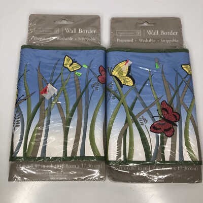 Home Trends Butterfly Spring Pattern Wall Border 18ftx6.87 - 2 Pack
