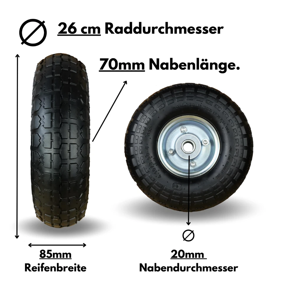 2 x Frosal Rad Sackkarre Sackkarrenrad Bollerwagen Luftrad 4.10/3.50 - 2 Reifen - Bild 3 von 4