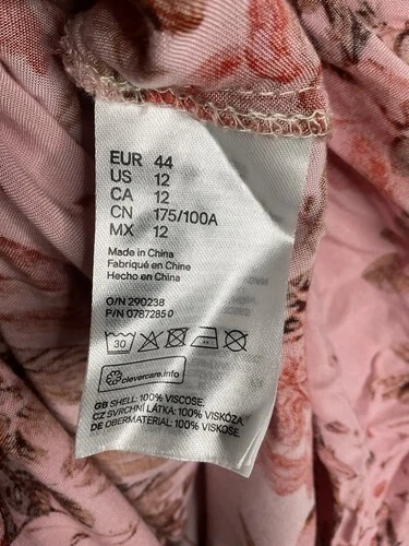 NUEVO SIN ETIQUETAS H&M Vestido Maxi Caftán Floral Ahumado Hombro Superior Talla 12 Rosa/Rojo Foto 3 de 4