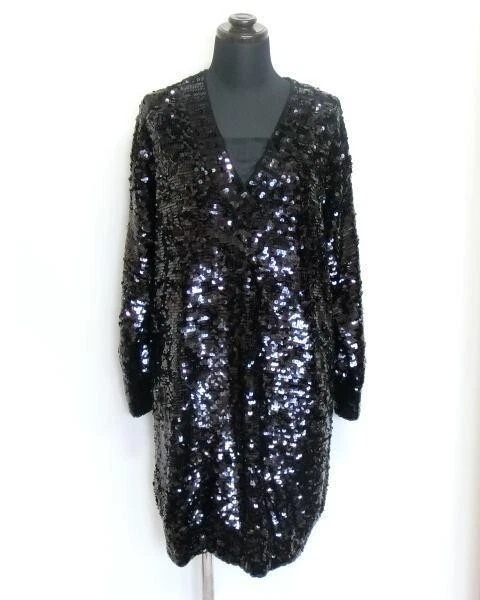 Robe GUCCI paillettes femme taille L laine noire