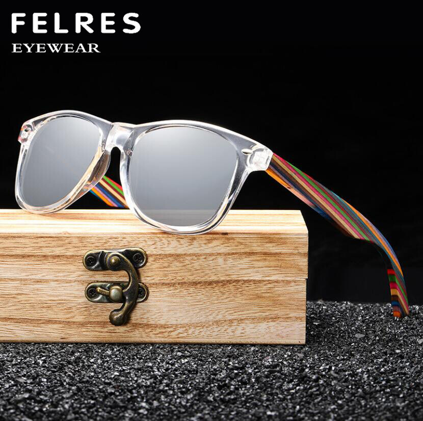 Square Polarized Wood Sunglasses For Men Women Wooden Temple  display picture 1