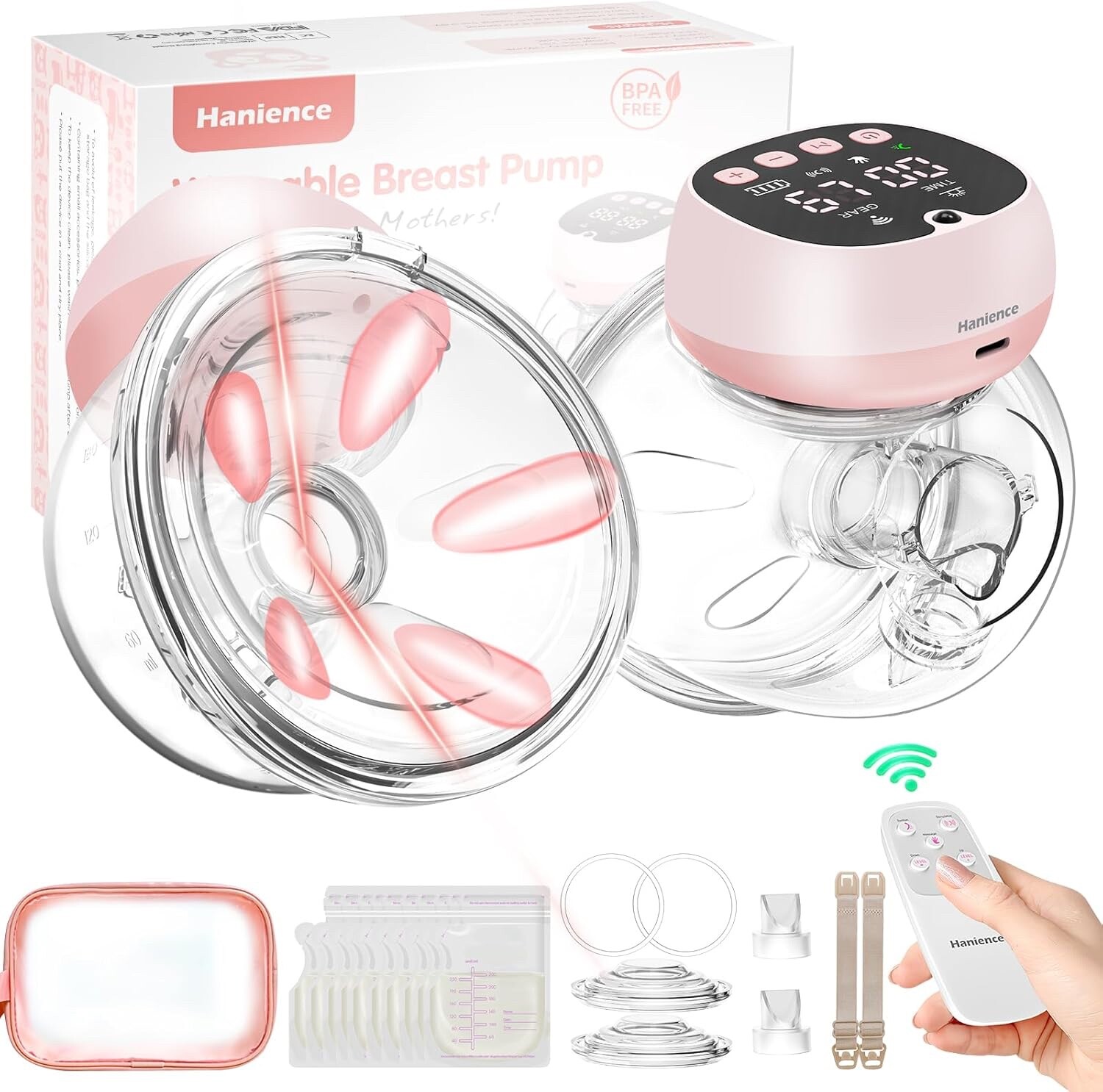 Hands-Free Breast Pump with 3 Modes & 9 Suction Levels - Remote Controlled Wearable Design-image