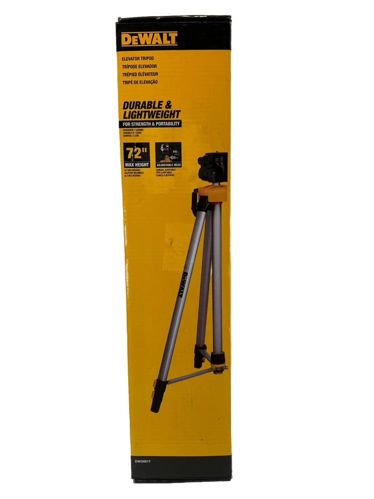 DEWALT Laser Level Tripod ¼ x 20 Thread Mount Collapsible Legs Non-Skid Feet 72”