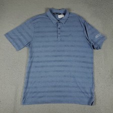 Travis Mathew Polo Shirt Mens Size XL Blue Striped Casual Golf Short Sleeve