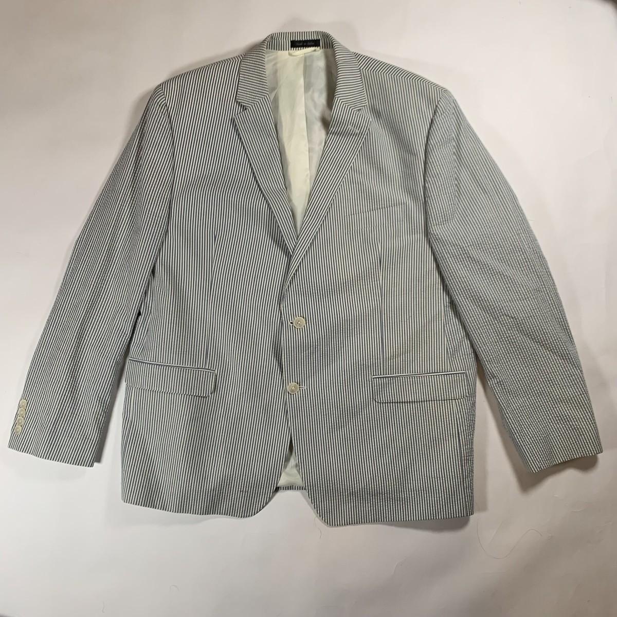 Ralph Lauren Men's White Blue Plaid Slim Fit Blazer Sports