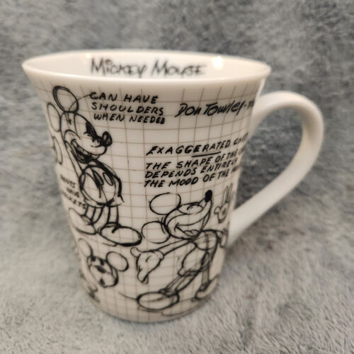 Walt Disney Mickey Mouse Sketch Book Coffee Mug Cup Black White Animation Sketch