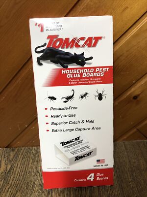 Tomcat Disposable Indoor Insect Glue Boards Trap (4-Pack) Brand New
