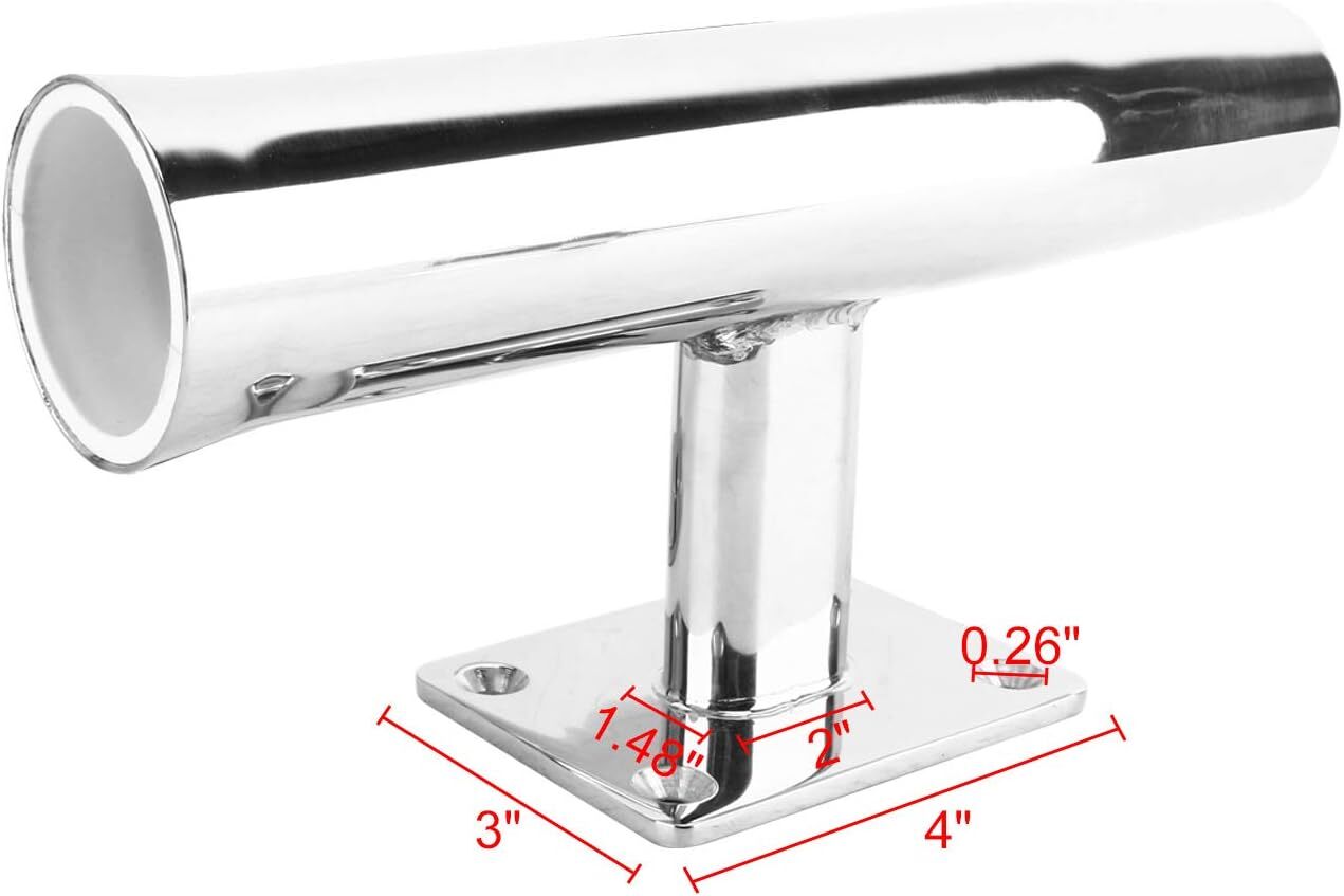 2 Pack Boat Fishing Rod Holder Wall Mounted Stainless Steel Tournament Style 90°