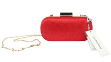 RINASCIMENTO Borsa Donna TAGLIA UNICA Pochette Sera Rigida Catena Lunga Rosso Scintillante
