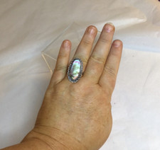 Vintage Sterling Silver .925 Abalone ring, size 9