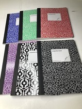MARBLE COMPOSITION NOTE BOOKS Mixed Color - 80 SHEETS Wide Ruled - Lot of 6