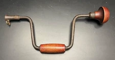 Vintage Victor Hand Crank Drill Brace w/ Wood Handles Great Patina
