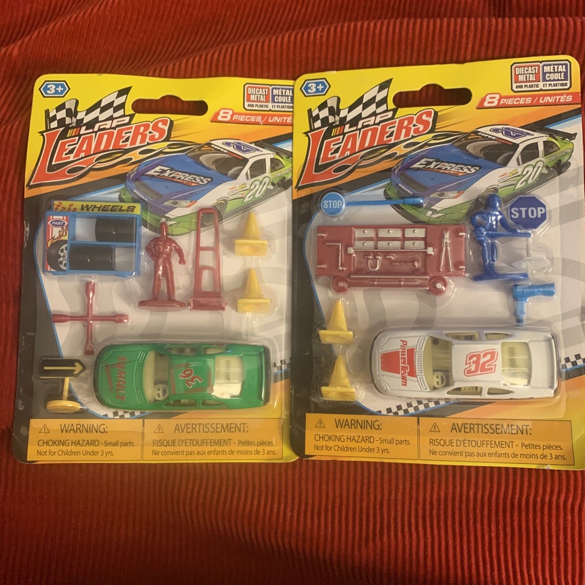 Lap Leaders 8pcs Diecast Metal And Plastic Race Car Set. Lot Of 2