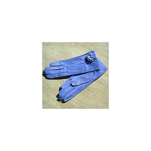 Georges Morand blue suede kid leather wrist length gloves 7.5