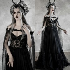 Sexy Gothic Black Wedding Dresses Lace Appliques Corset Princess Bridal Gowns