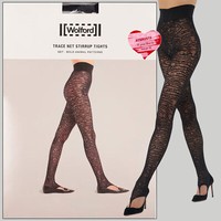 Wolford Trace Net Stirrup Tights • M • Black ... Animal Inspiriertes Design