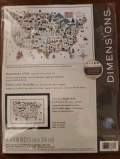 Kit Punto Croce Stati Uniti 50 Stati - Design Illustrato Con Aida, Filo E Ago, Misura 14x10 Pollici - Foto 6