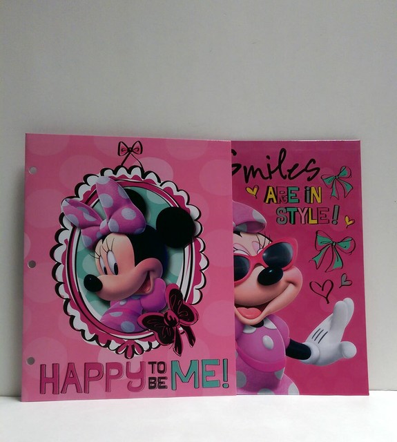 2x Disney Minnie Mouse 3Ring Binder File Portfolio Folders School w