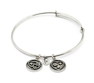 Chrysalis Serenity Love Brass Silver Plated Expandable Silver Tone Bangle