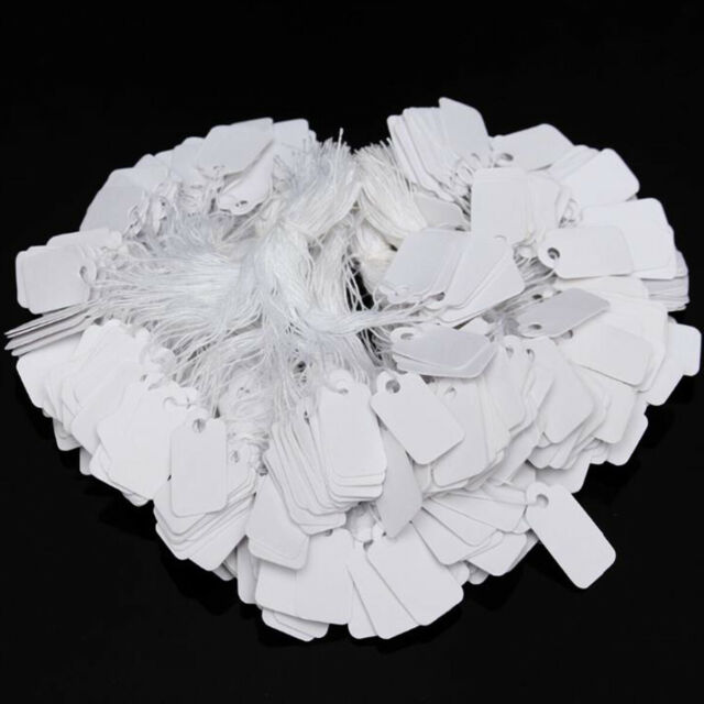 100pcs White Price Tags Hanging Labels Thread Labels Jewelry-