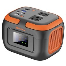 Portable Power Station 120W, 110V Power Bank with AC Outlet, Grey Orange