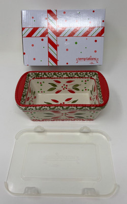 Temptations by Tara Holiday Holly Berry 12 Ounce Mini Loaf Pan Dish Christmas