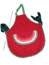 Harvest kitchen bib apron guest watermelon print cotton New