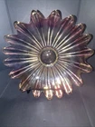 Vintage Marigold Carnival Glass Sunburst Ruffled Bowl Iridescent Large 11.5”