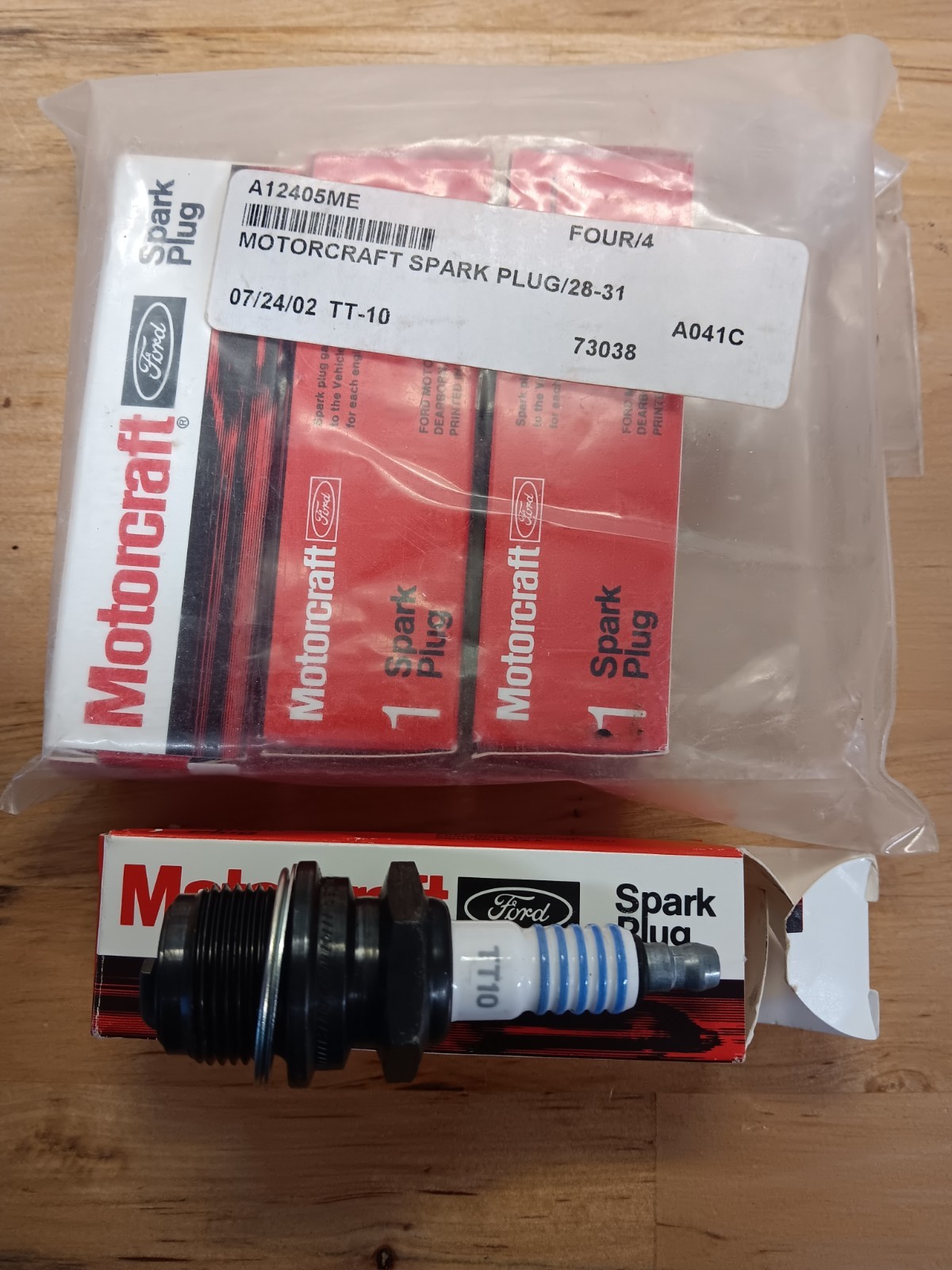 Set of Four, Spark Plugs Motorcraft TT-10 7/8 thread Ford Model A