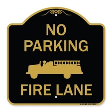 Designer Series - No Parking Fire Lane with Graphic Heavy Gauge Aluminum