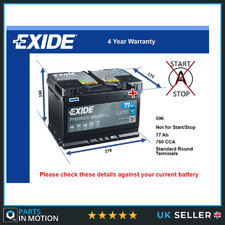 Battery fits FERRARI 328 812 F355 CALIFORNIA 612 GTC4 575 F430 Exide 096