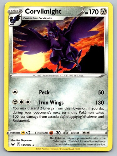 Corviknight 135/202 SWSH01: Sword & Shield Base Set Rare Pokemon Card
