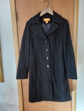 Michael Kors Black Wool-Blend Pea Coat Mid Length Single Breasted Womens Sz M/8