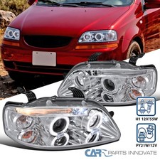 Fits 2004-2006 Chevy Aveo 4dr Sedan Aveo 5 Led Halo Projector Headlights Lamps